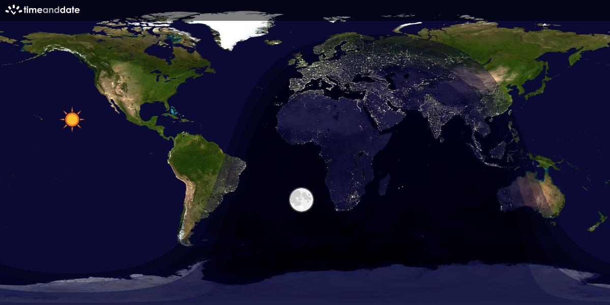 Verdenskart som viser dag og natt 