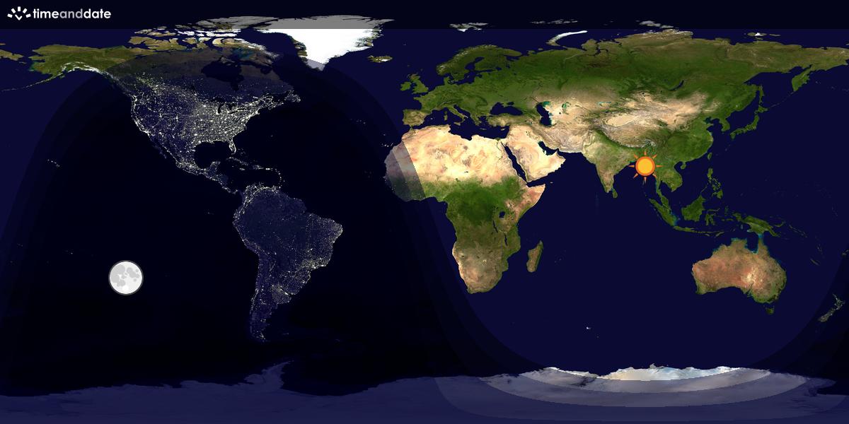 Verdenskart som viser dag og natt 