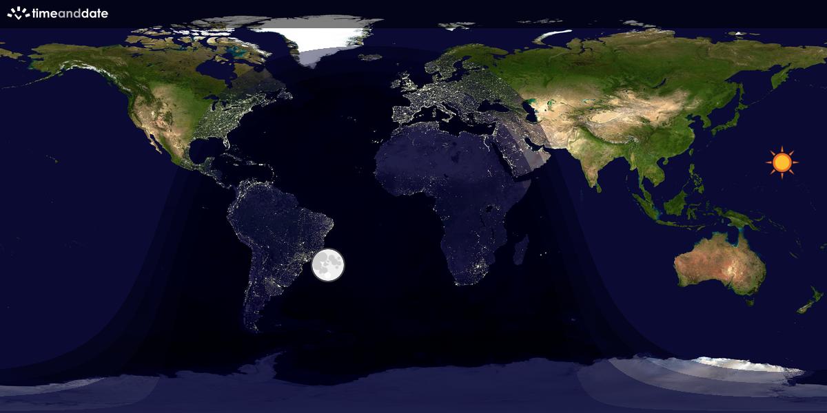 Verdenskart som viser dag og natt 