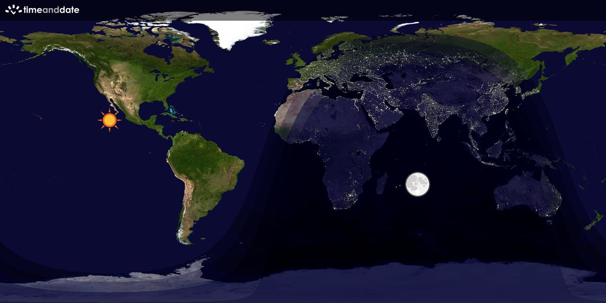 Verdenskart som viser dag og natt 