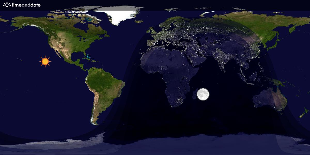 Verdenskart som viser dag og natt 