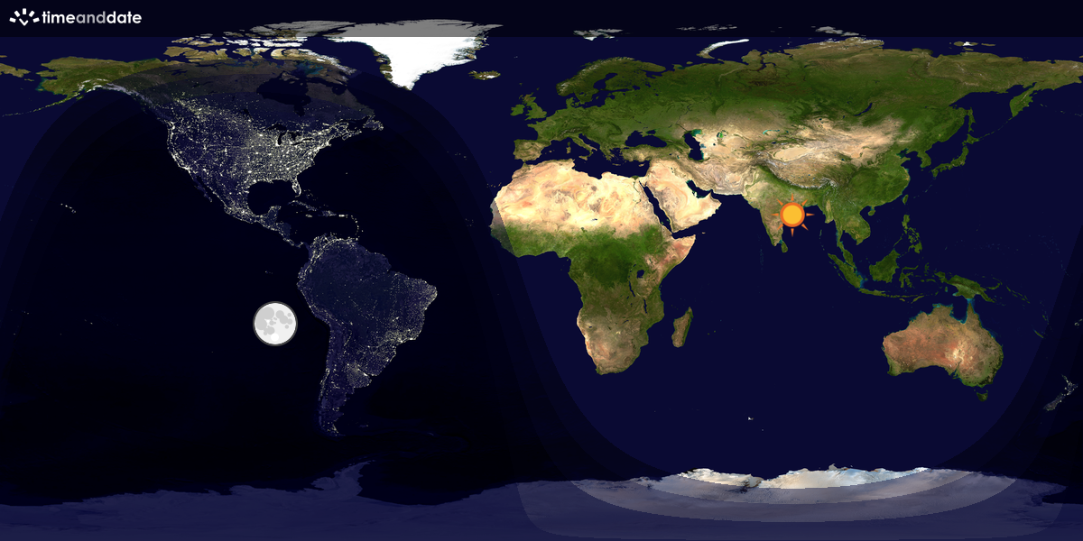 Verdenskart som viser dag og natt 