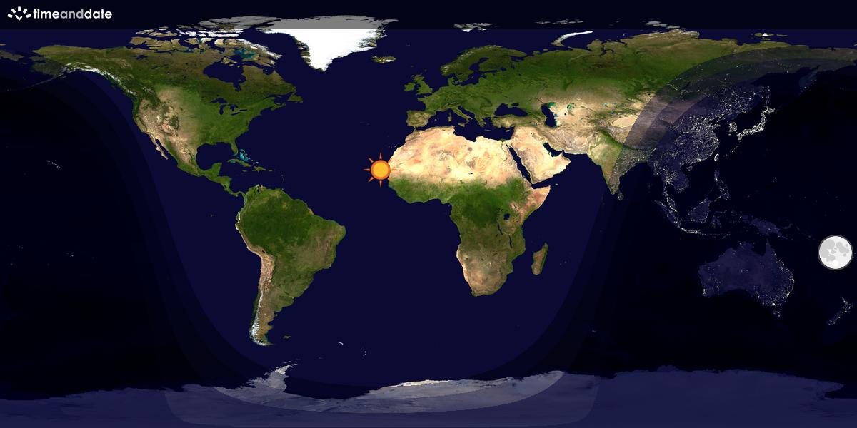 Verdenskart som viser dag og natt 