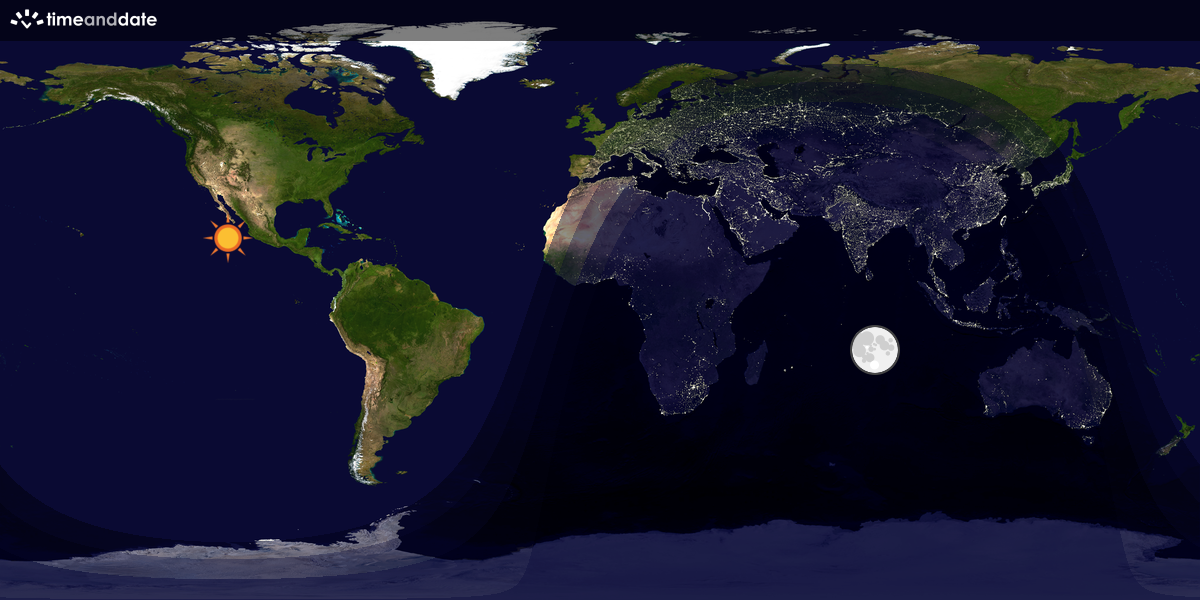 Verdenskart som viser dag og natt 