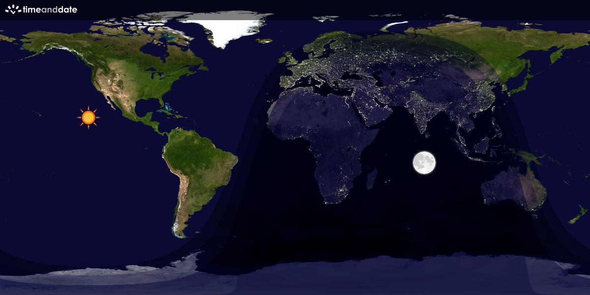 Verdenskart som viser dag og natt 