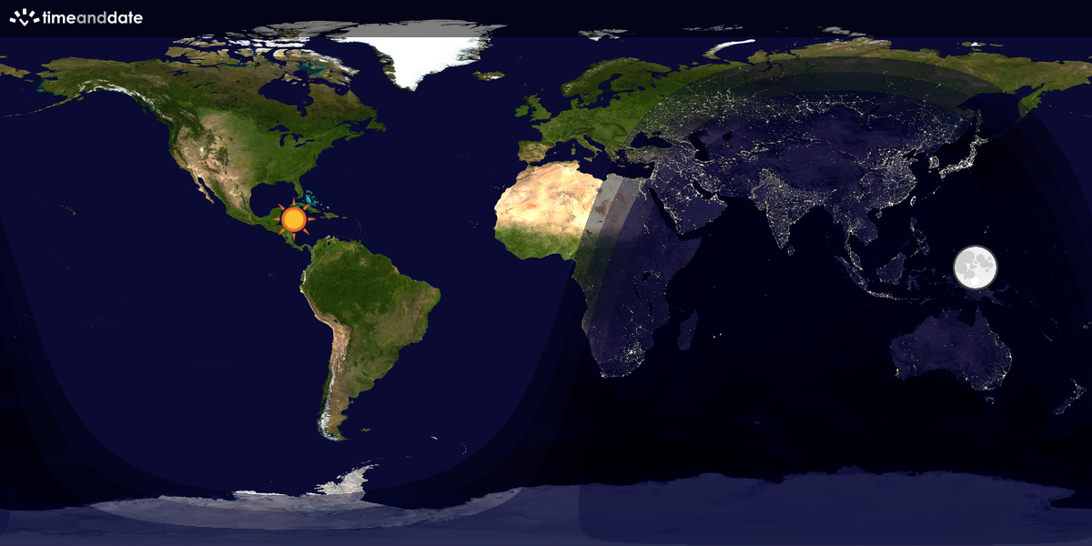 Verdenskart som viser dag og natt 