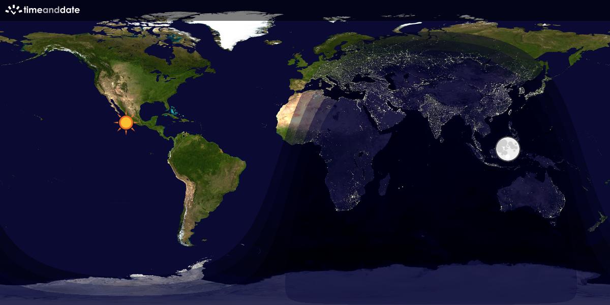 Verdenskart som viser dag og natt 
