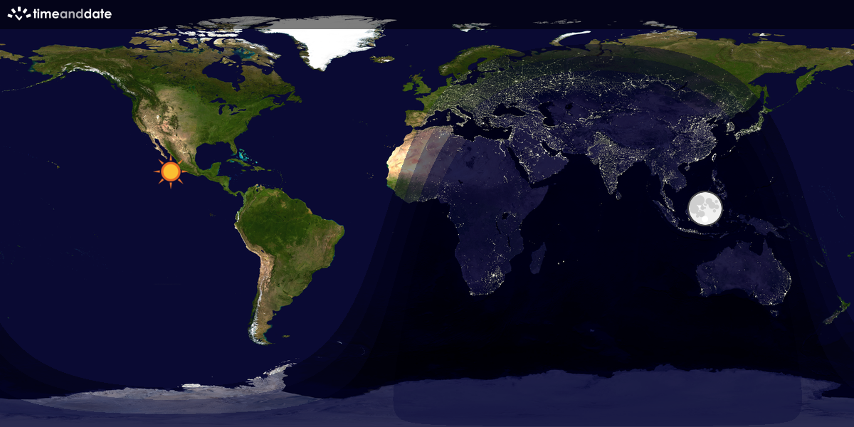 Verdenskart som viser dag og natt 