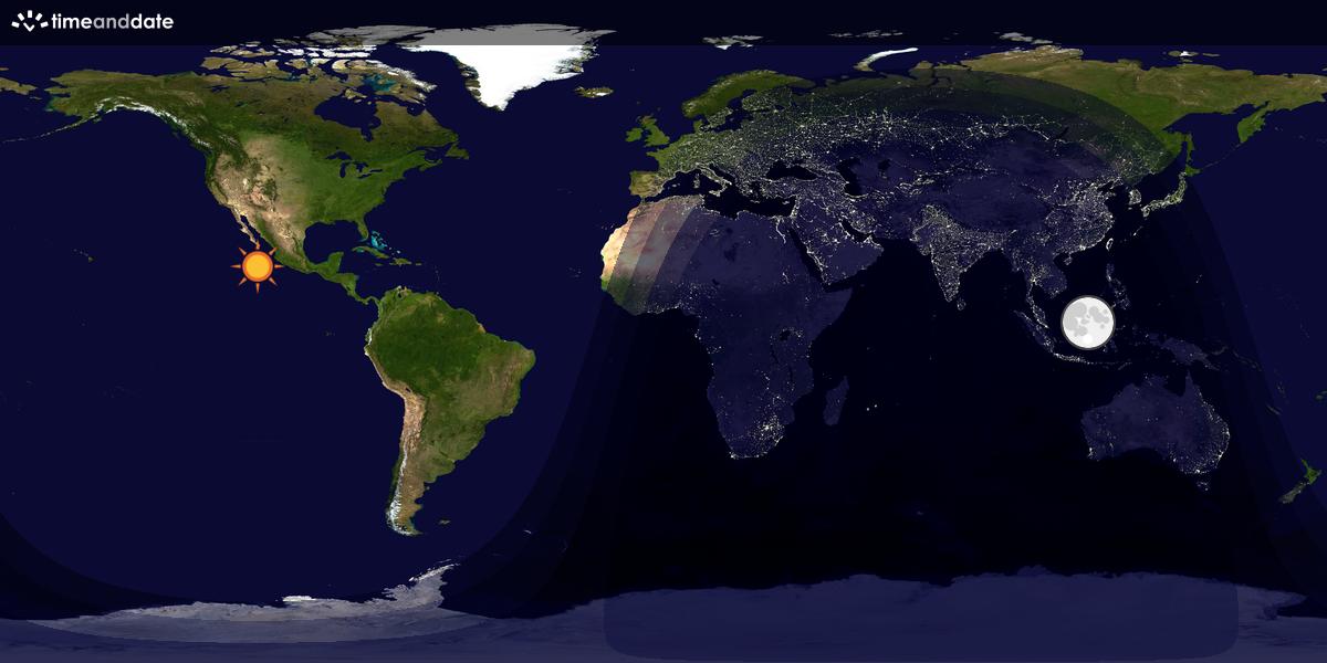 Verdenskart som viser dag og natt 