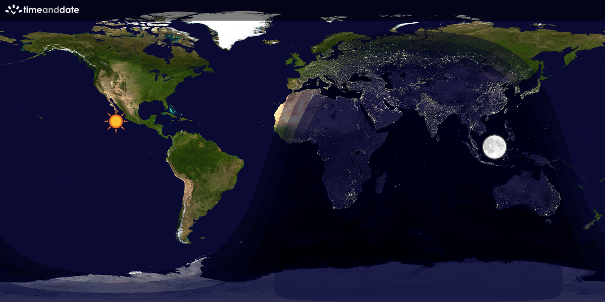 Verdenskart som viser dag og natt 