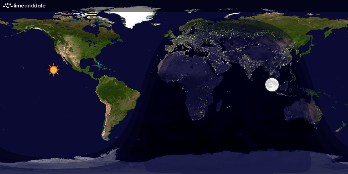 Verdenskart som viser dag og natt 