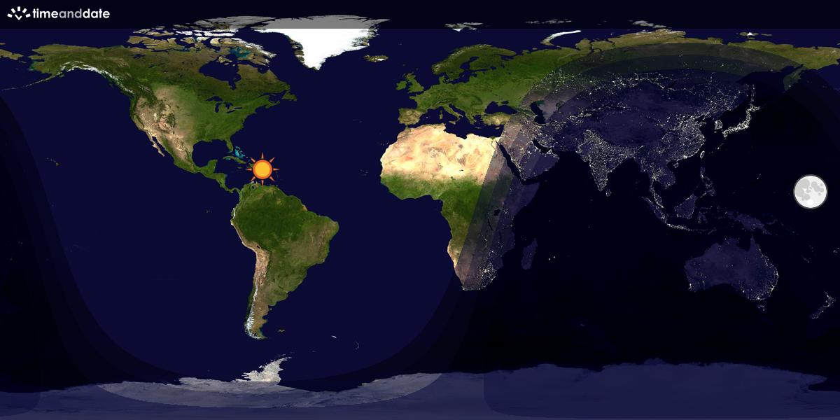 Verdenskart som viser dag og natt 