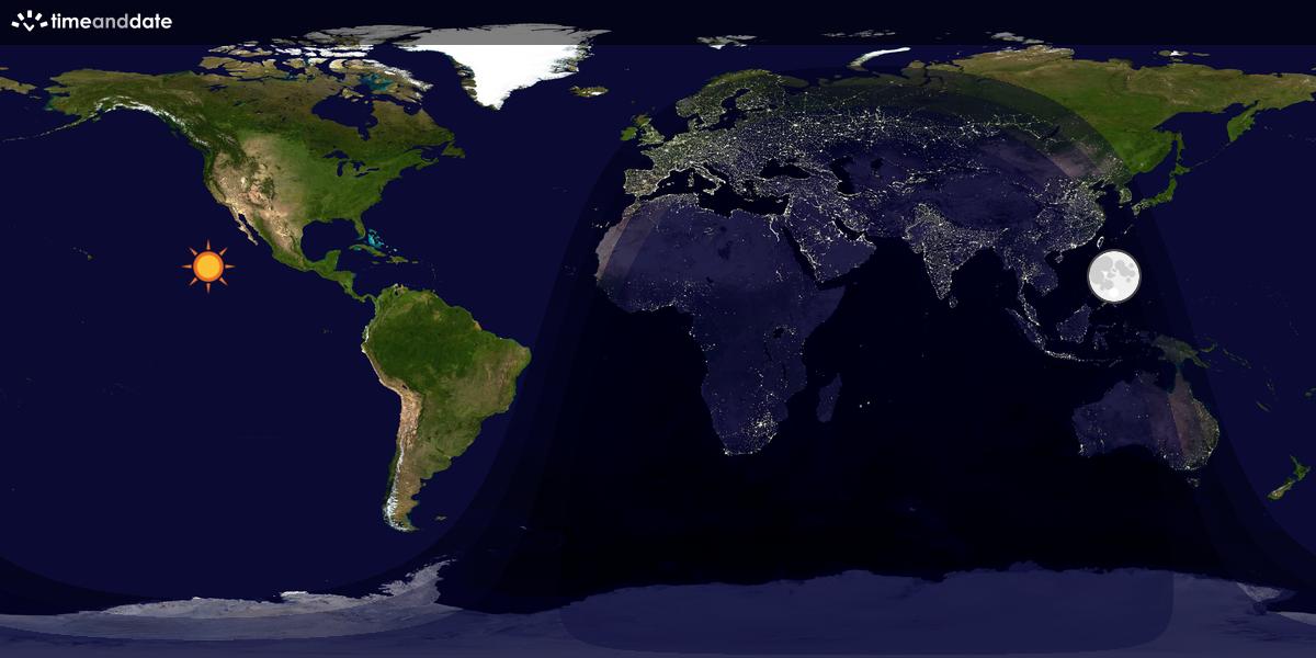 Verdenskart som viser dag og natt 
