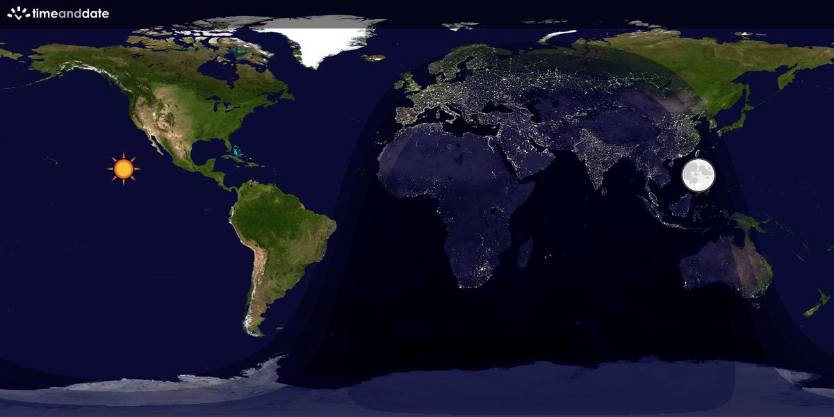 Verdenskart som viser dag og natt 