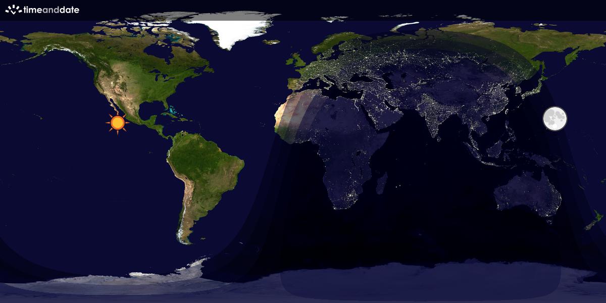 Verdenskart som viser dag og natt 