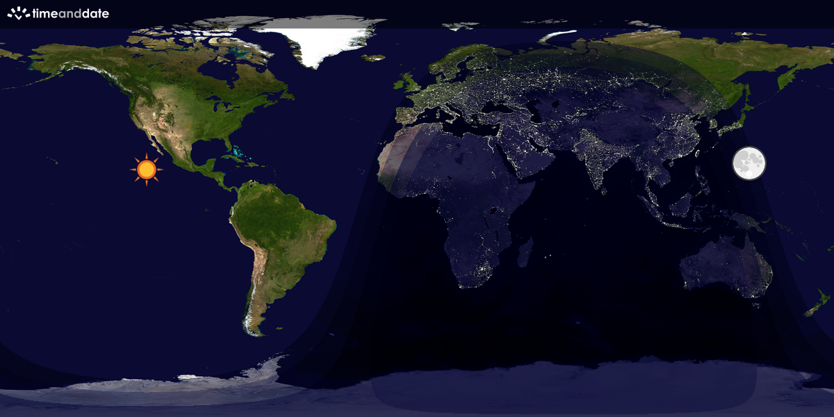 Verdenskart som viser dag og natt 
