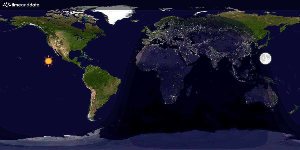 Verdenskart som viser dag og natt 