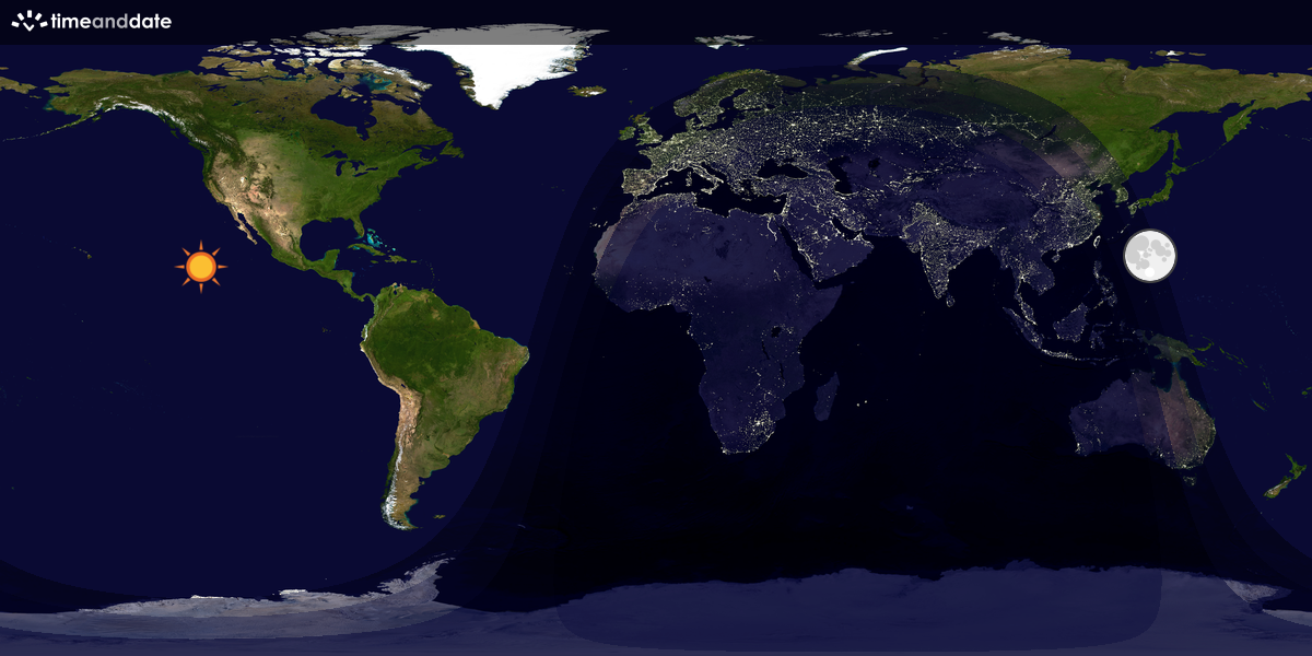 Verdenskart som viser dag og natt 