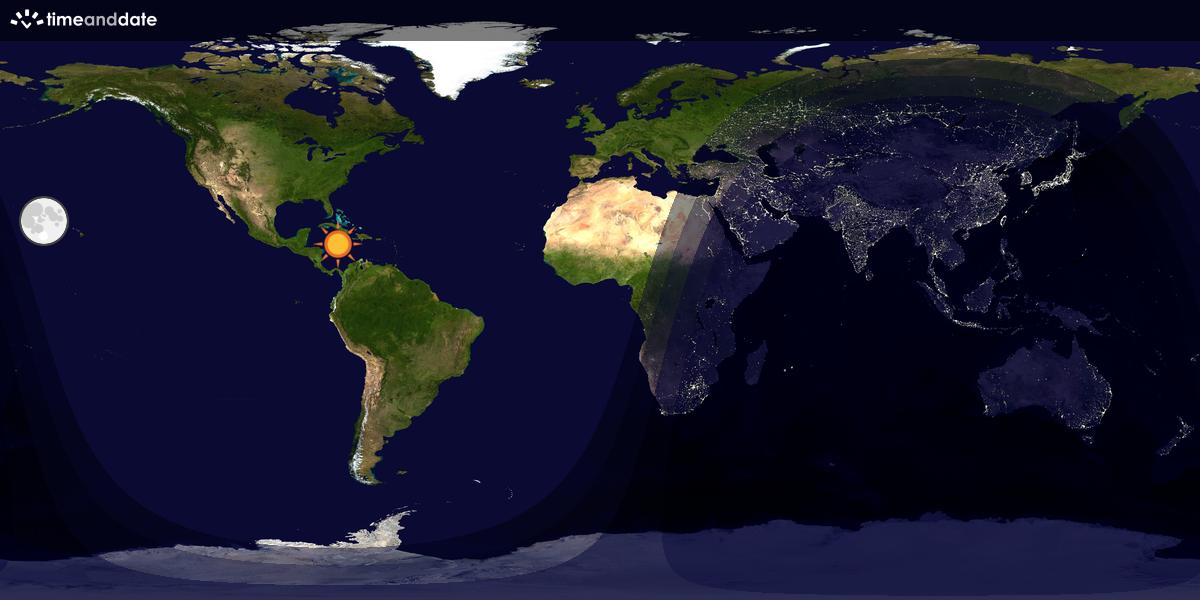Verdenskart som viser dag og natt 