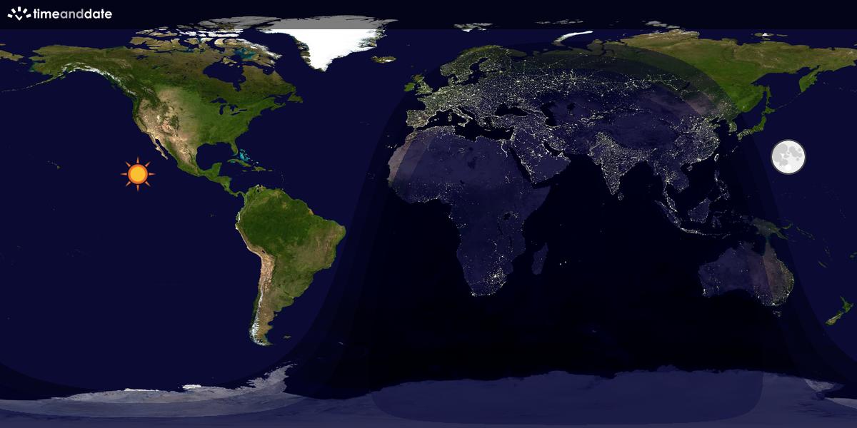 Verdenskart som viser dag og natt 