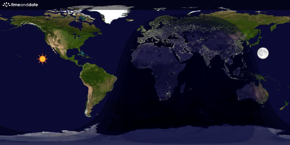 Verdenskart som viser dag og natt 