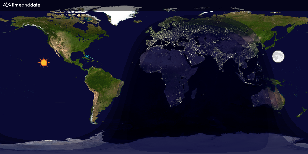 Verdenskart som viser dag og natt 