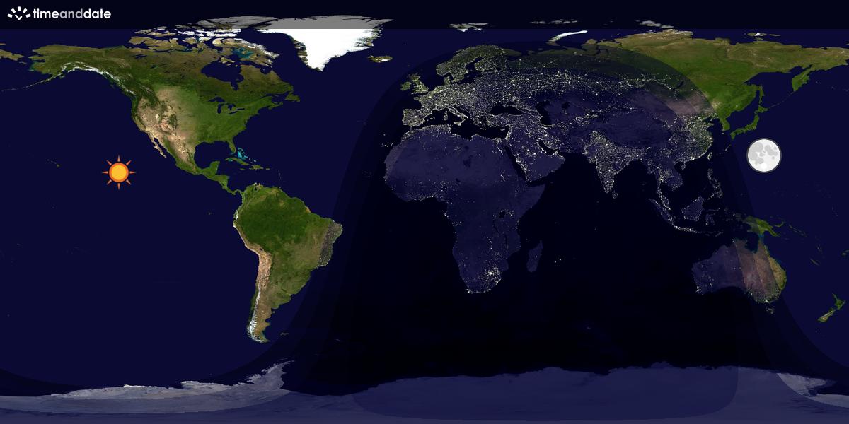 Verdenskart som viser dag og natt 