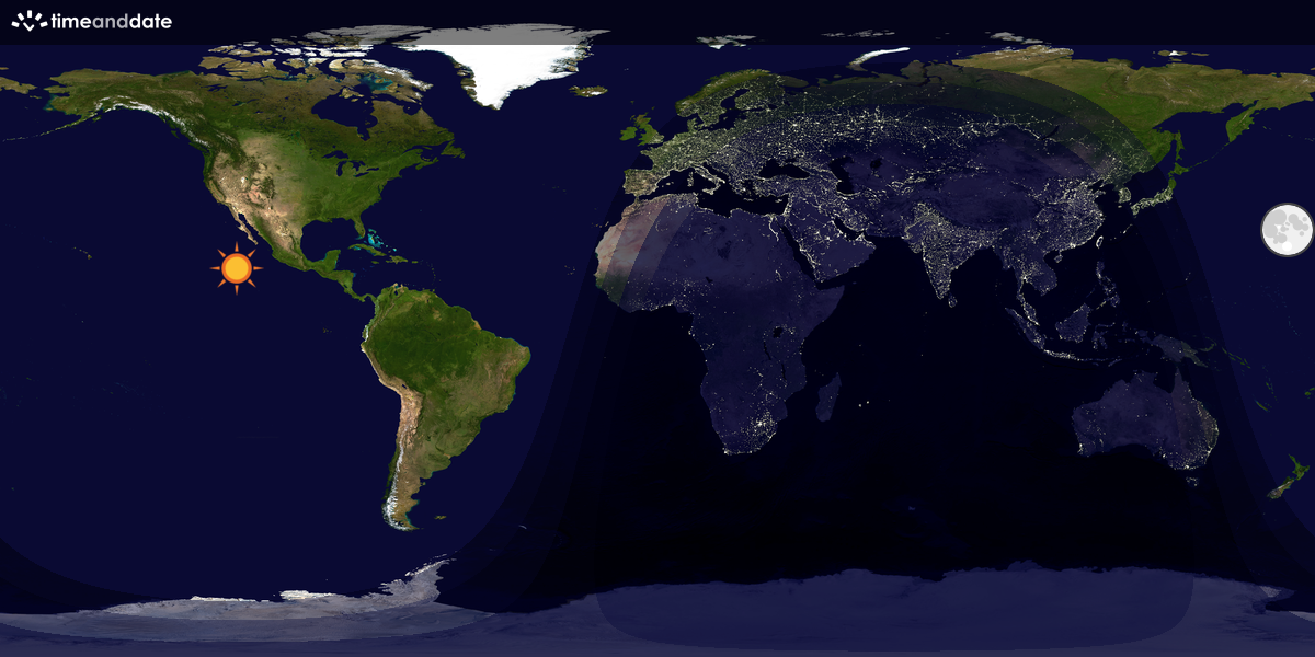 Verdenskart som viser dag og natt 