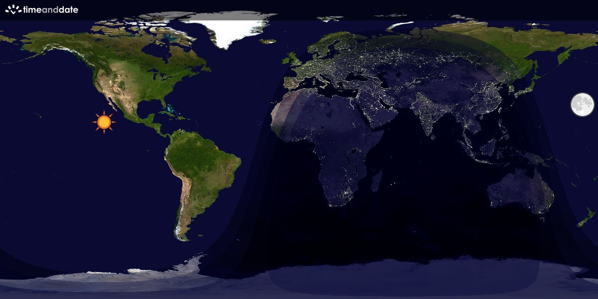 Verdenskart som viser dag og natt 