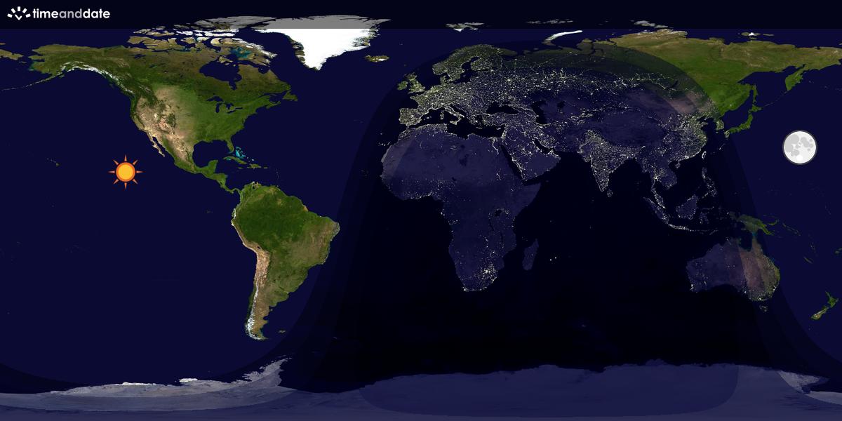 Verdenskart som viser dag og natt 
