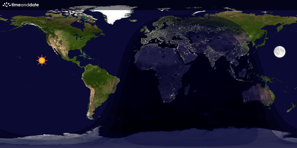 Verdenskart som viser dag og natt 