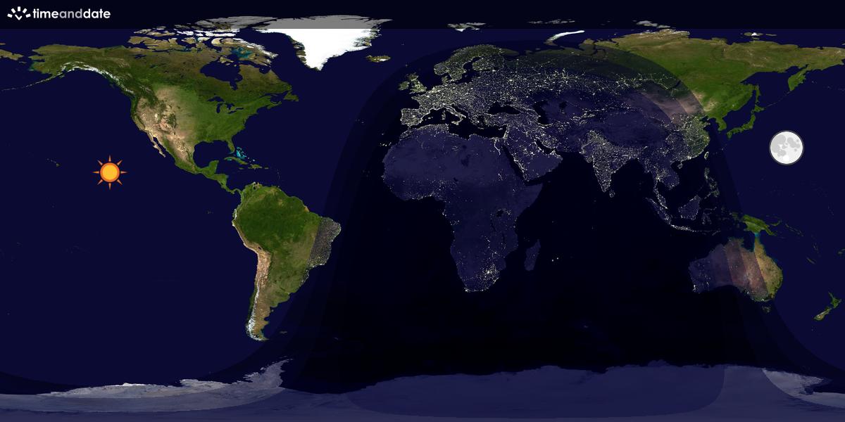 Verdenskart som viser dag og natt 