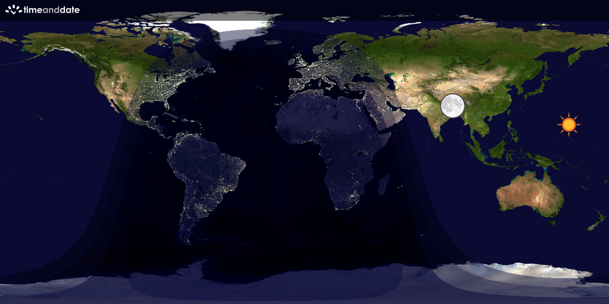 Verdenskart som viser dag og natt 