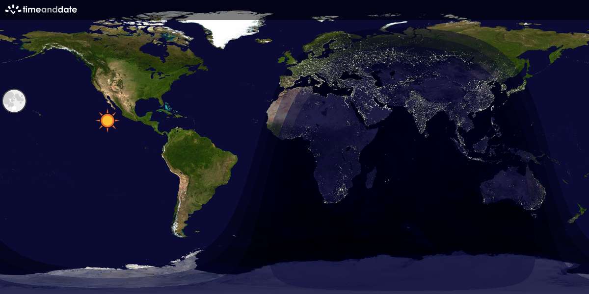 Verdenskart som viser dag og natt 