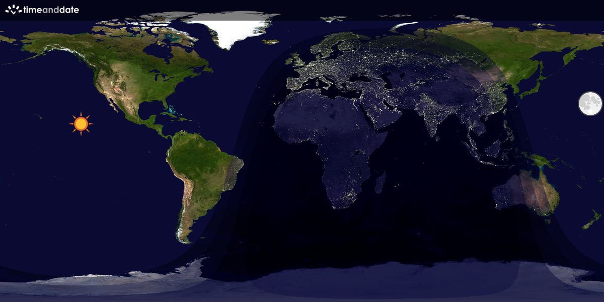 Verdenskart som viser dag og natt 