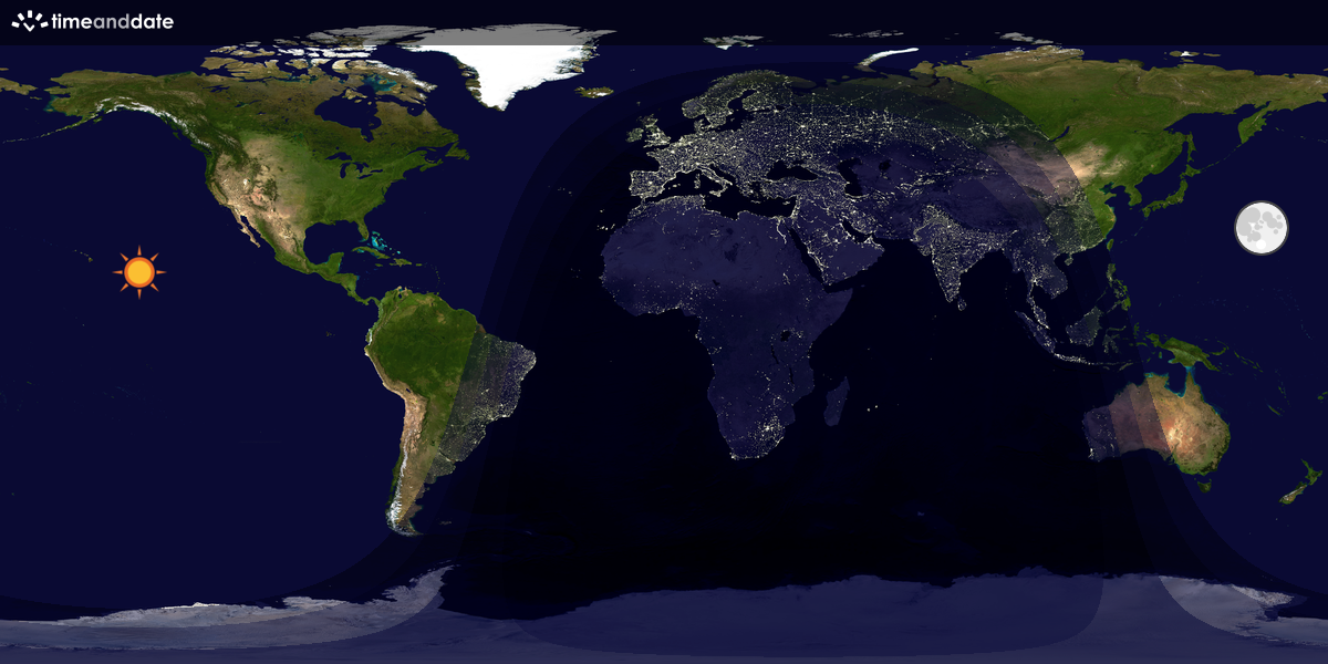 Verdenskart som viser dag og natt 