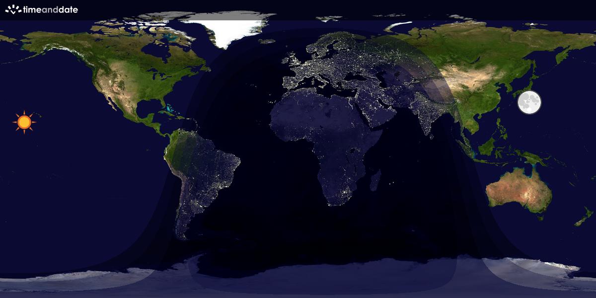Verdenskart som viser dag og natt 