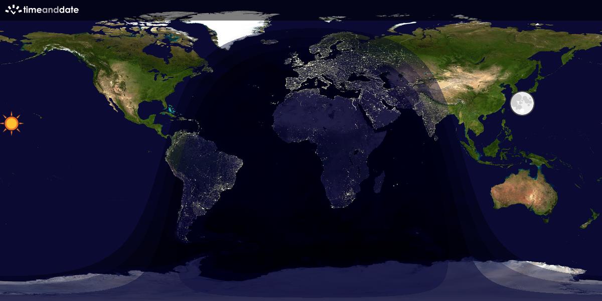 Verdenskart som viser dag og natt 