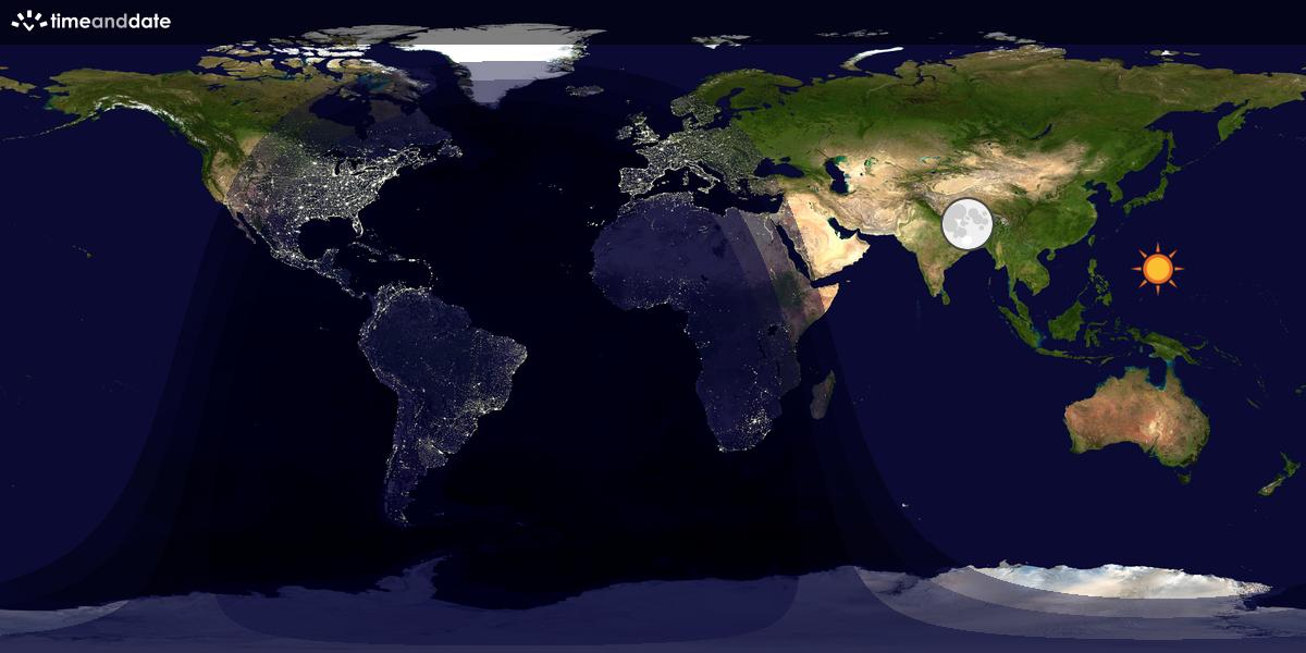 Verdenskart som viser dag og natt 