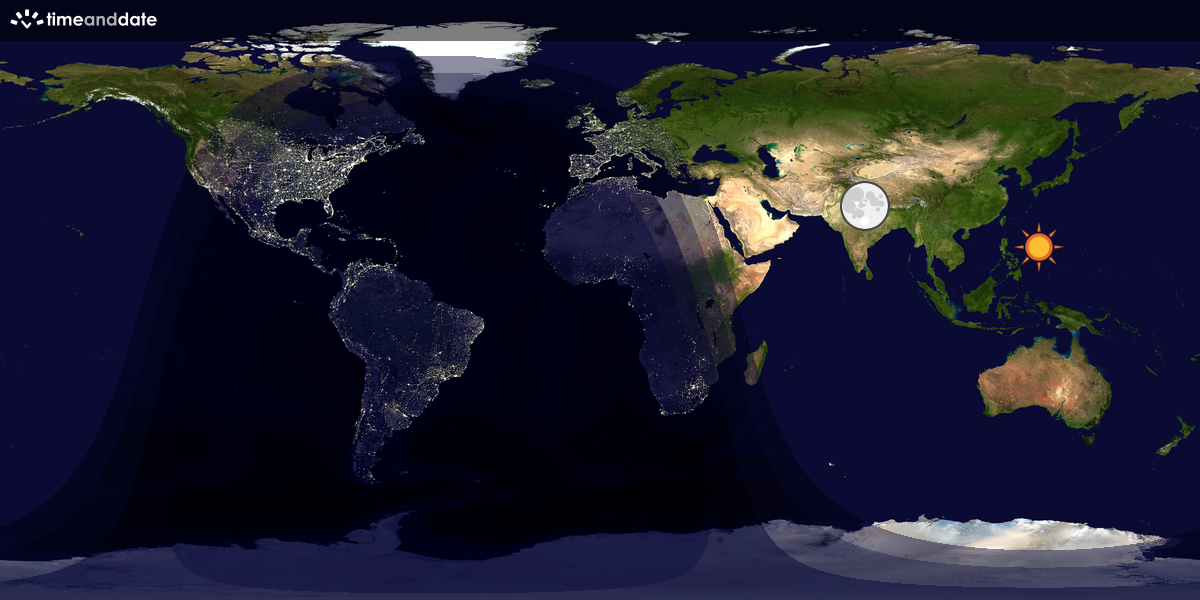 Verdenskart som viser dag og natt 