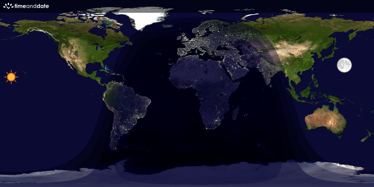 Verdenskart som viser dag og natt 