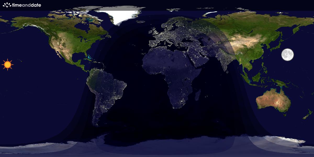 Verdenskart som viser dag og natt 