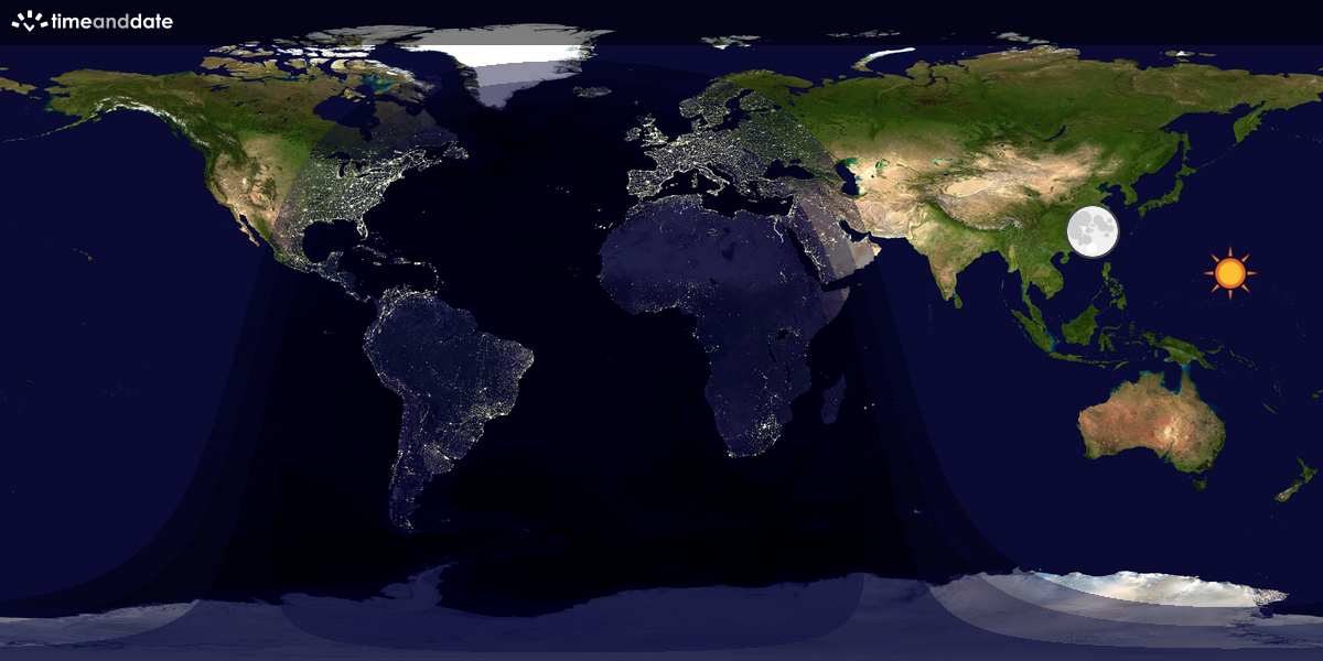 Verdenskart som viser dag og natt 