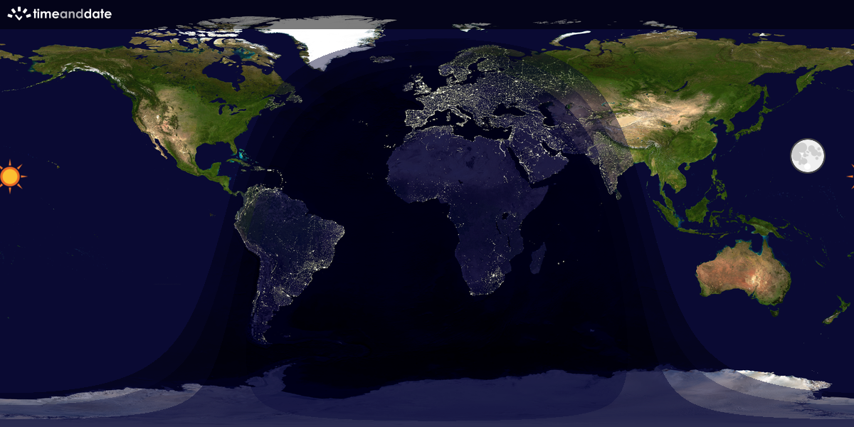 Verdenskart som viser dag og natt 