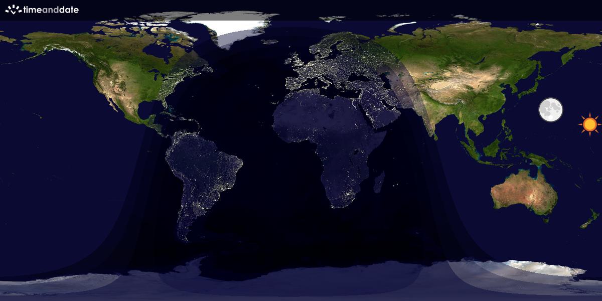 Verdenskart som viser dag og natt 