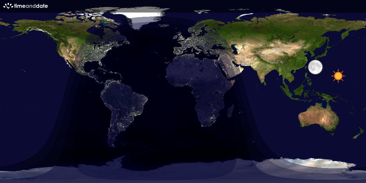 Verdenskart som viser dag og natt 