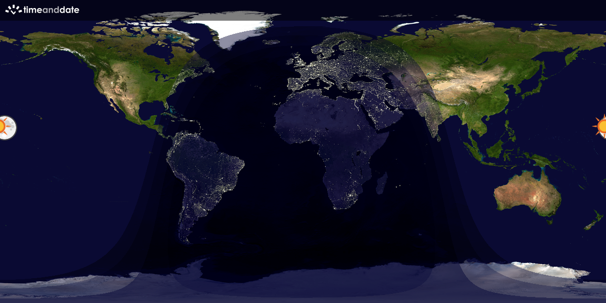 Verdenskart som viser dag og natt 