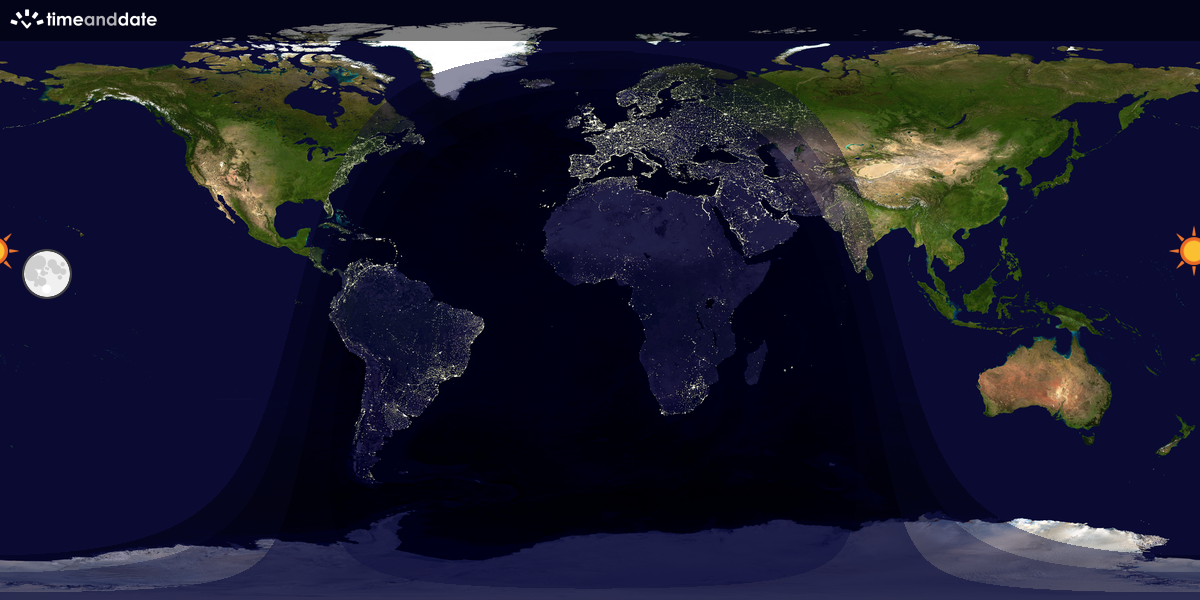 Verdenskart som viser dag og natt 