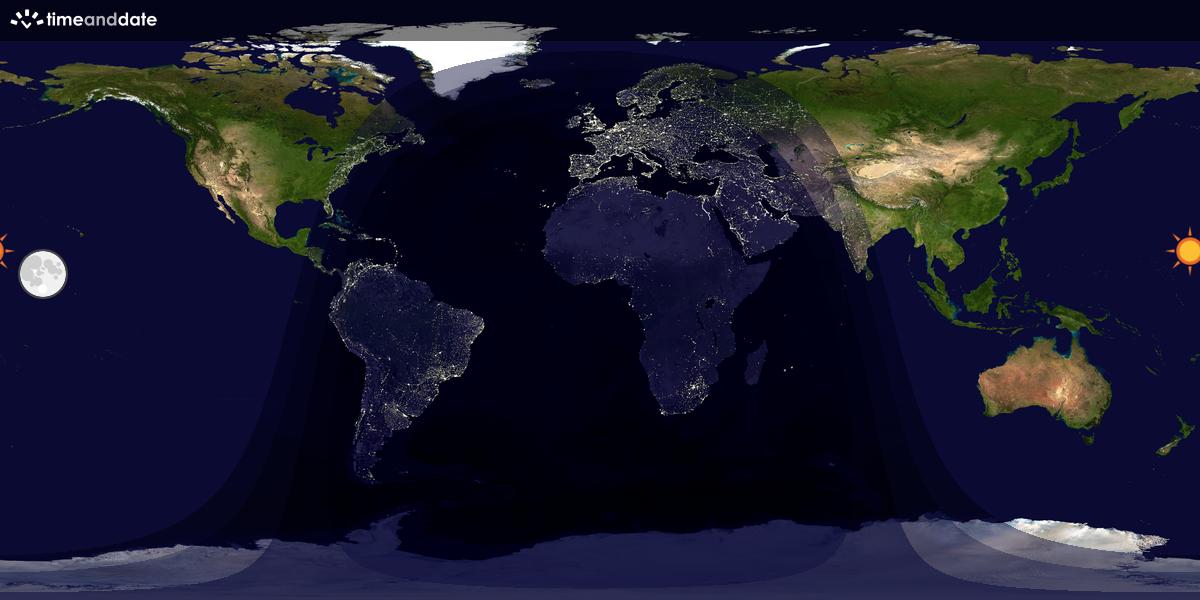 Verdenskart som viser dag og natt 