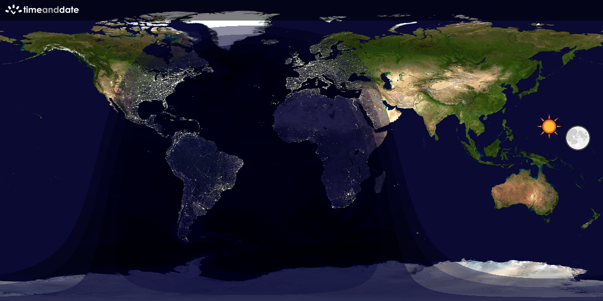 Verdenskart som viser dag og natt 